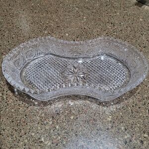 Vintage Duncan Miller Sandwich Clear Glass Pickle Dish‎
